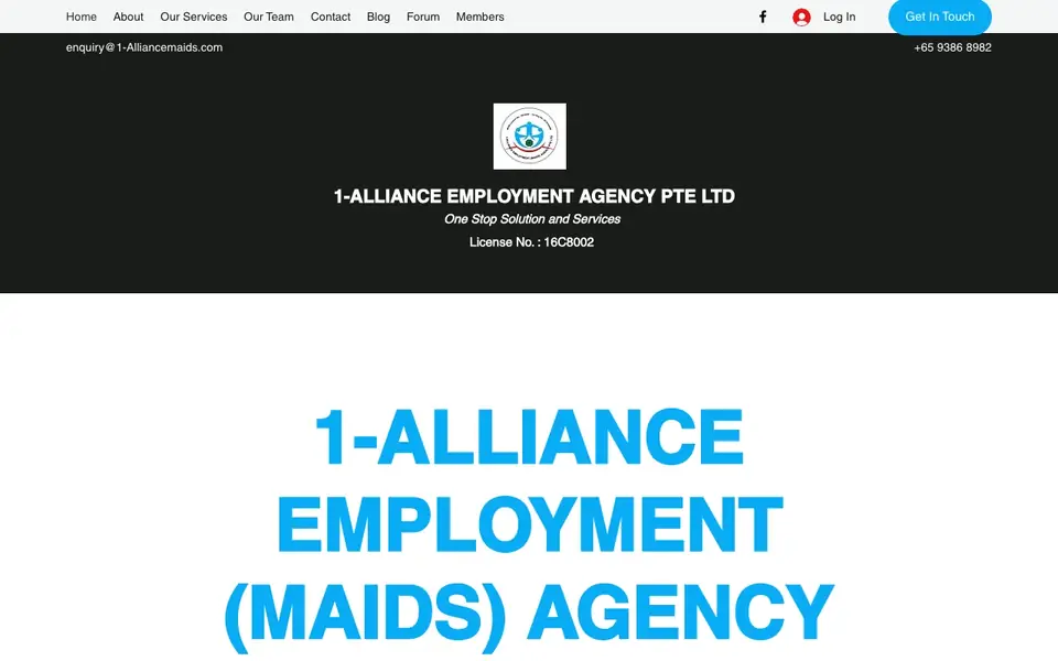 1-Alliance Employment Agency website homepage, 4 Oct 2026