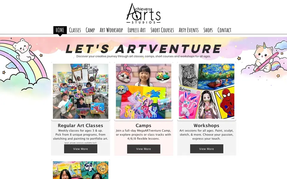 Achievers Arts website homepage, 4 Oct 2026