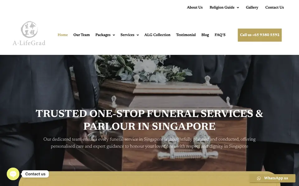 A.Lifegrad Funeral Service website homepage, 4 Oct 2026