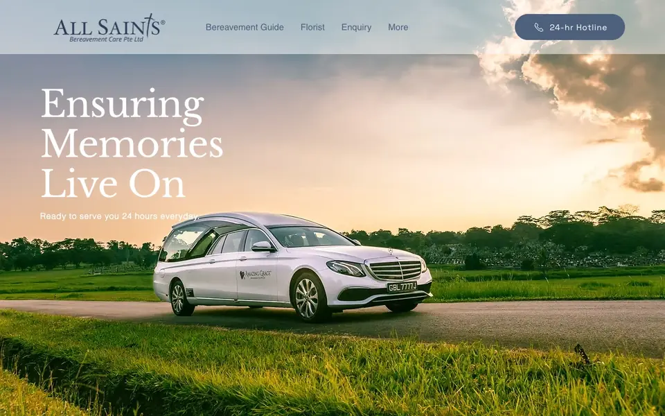 All Saints Bereavement Care website homepage, 4 Oct 2026