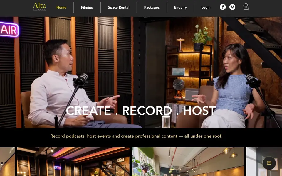 Alta Studio website homepage, 4 Oct 2026