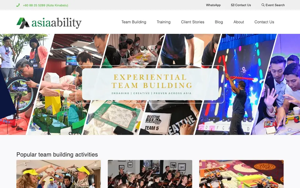 Asia Ability Creative Team Building website homepage, 4 Oct 2026