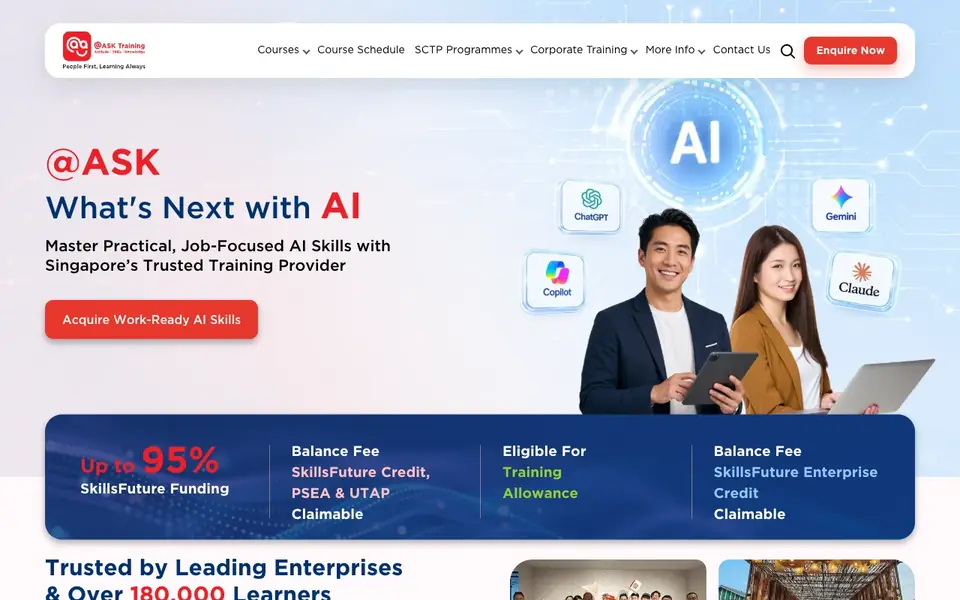 ASK Training website homepage, 4 Oct 2026
