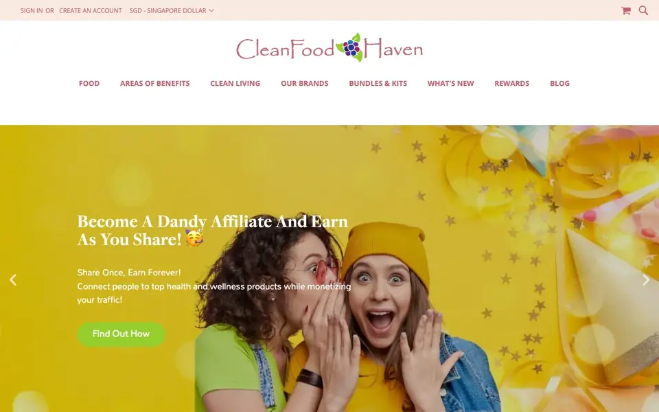 Clean Food Haven website homepage, 4 Oct 2026