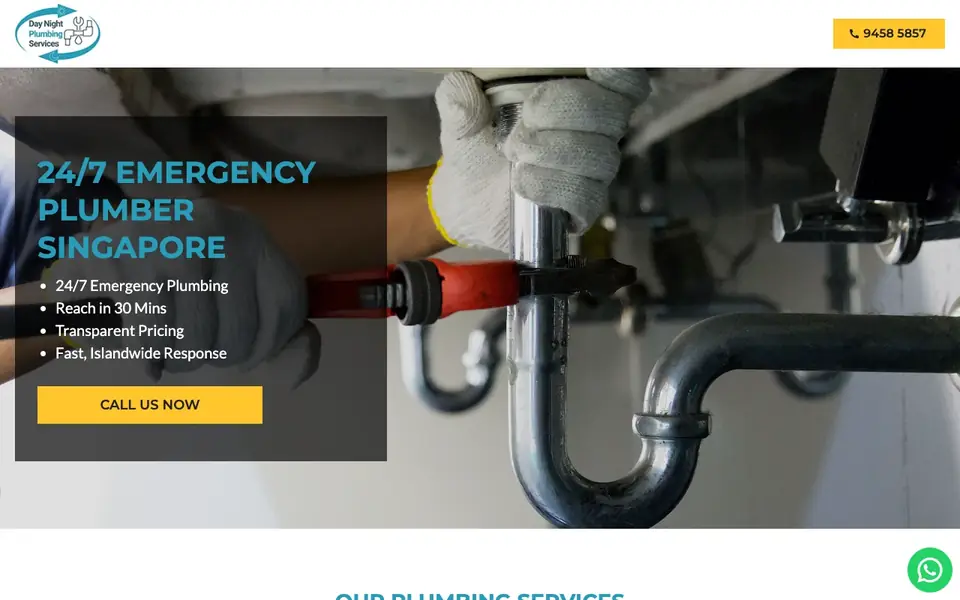 Day Night Plumbing Service & Maintenance website homepage, 4 Oct 2026