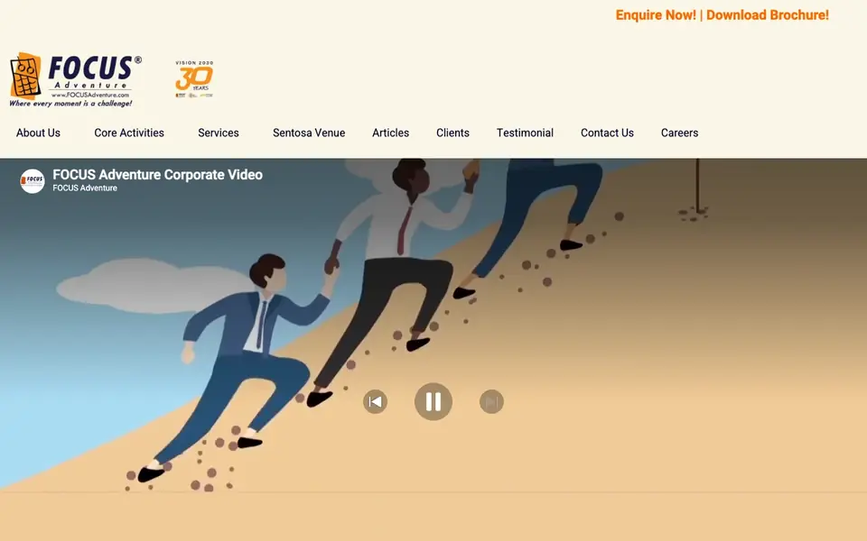 Focus Adventure website homepage, 4 Oct 2026