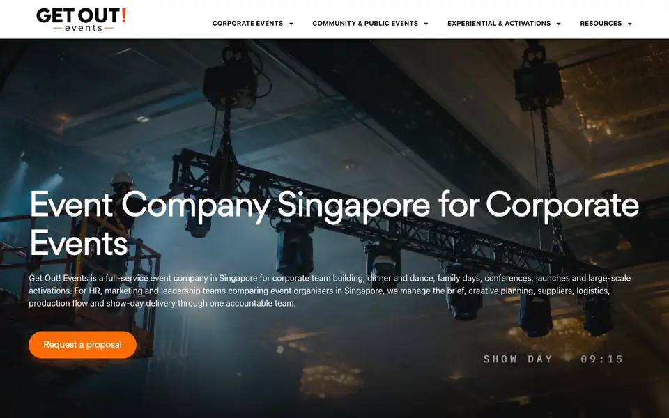 GetOut! Events website homepage, 4 Oct 2026