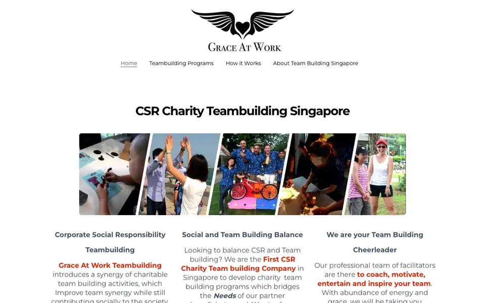 Grace at Work Teambuilding website homepage, 4 Oct 2026