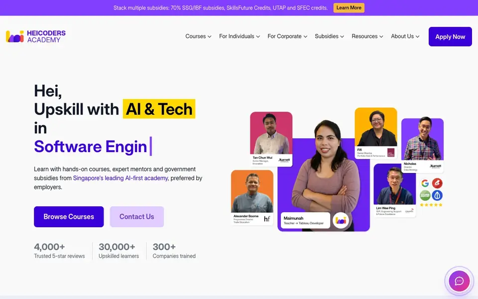 Heicoders Academy website homepage, 4 Oct 2026