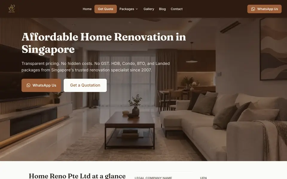 Home Reno website homepage, 4 Oct 2026