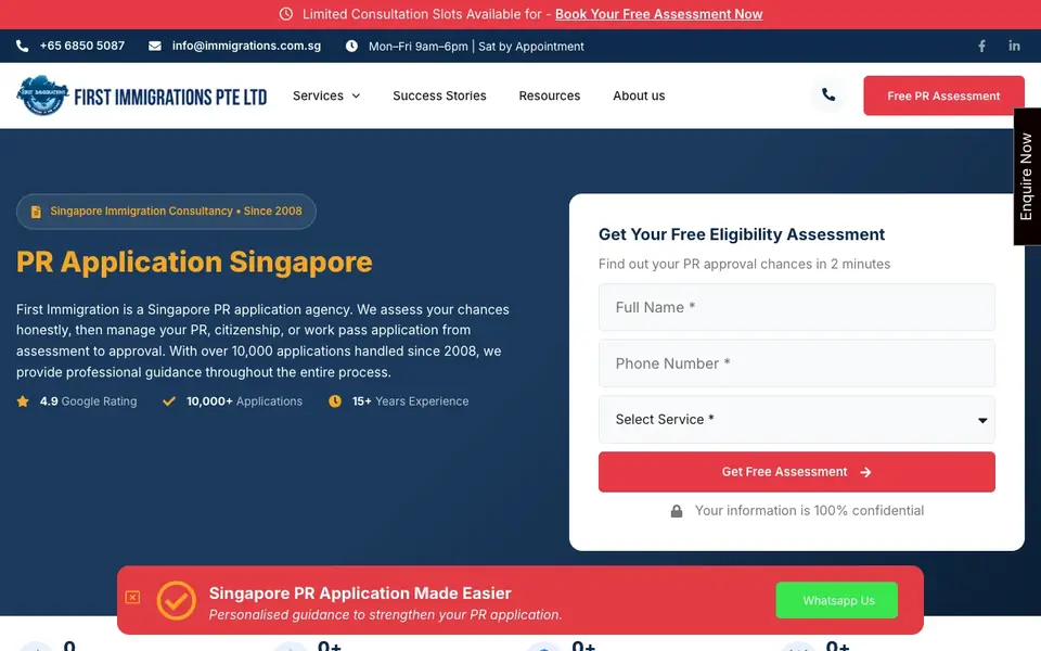 First Immigrations website homepage, 4 Oct 2026