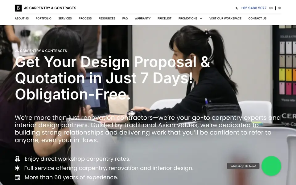 JS Carpentry & Contracts website homepage, 4 Oct 2026