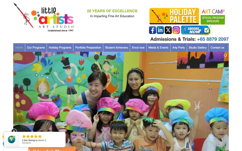 Little Artists Art Studio website homepage, 4 Oct 2026