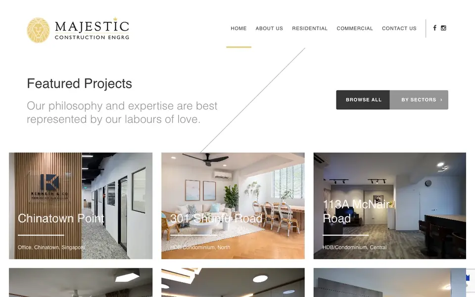 Majestic Construction Engrg. website homepage, 4 Oct 2026