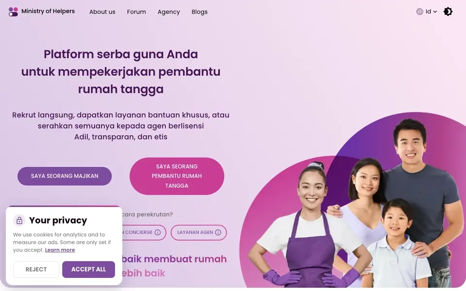 Ministry of Domestic Helpers website homepage, 4 Oct 2026