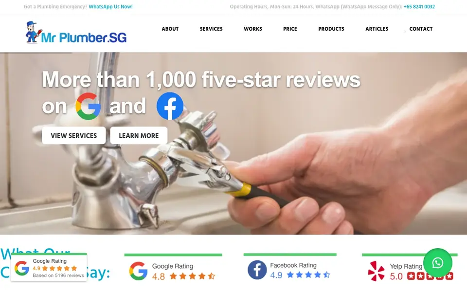 Mr Plumber Singapore website homepage, 4 Oct 2026