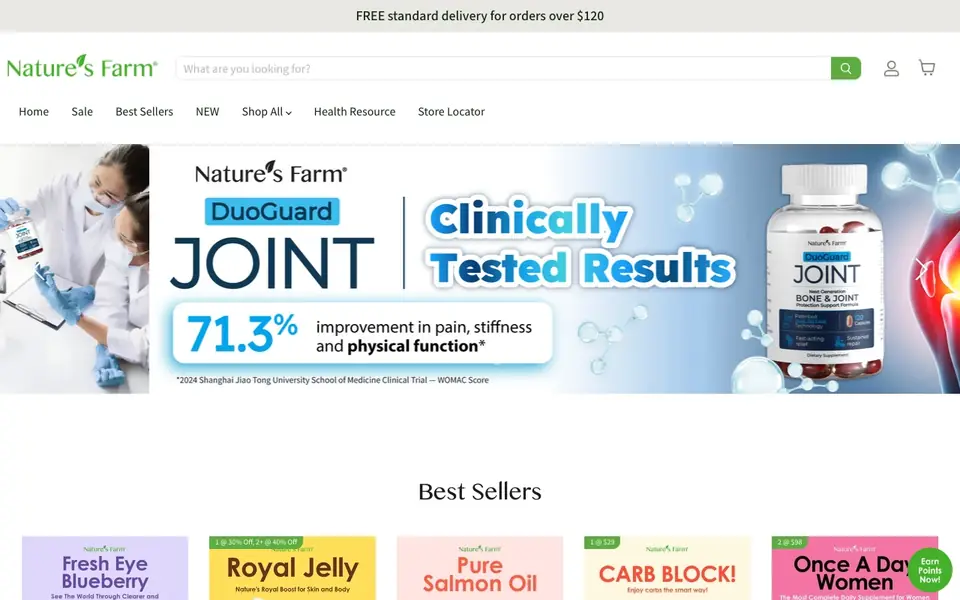 Nature’s Farm website homepage, 4 Oct 2026