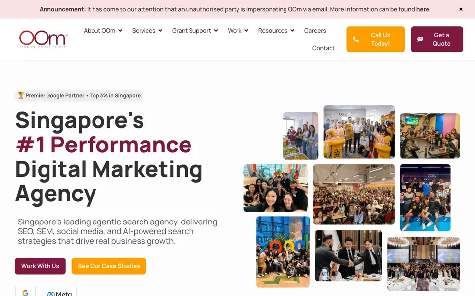 Oom Institute website homepage, 4 Oct 2026