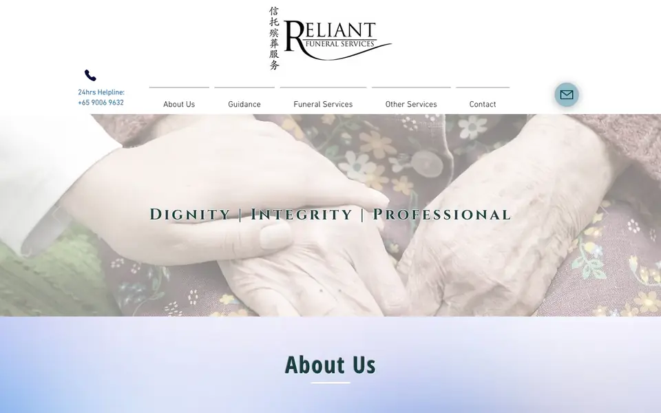 Reliant Funeral Services website homepage, 4 Oct 2026