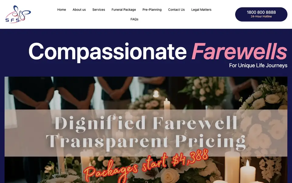 Singapore Funeral Services (SFS) website homepage, 4 Oct 2026