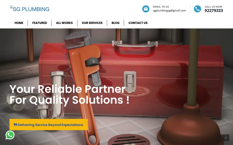 SG Plumbing Services website homepage, 4 Oct 2026