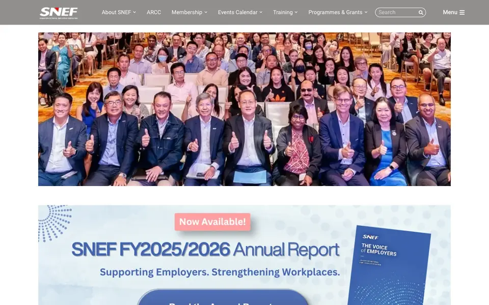 SNEF Corporate Learning Centre (CLC) website homepage, 4 Oct 2026