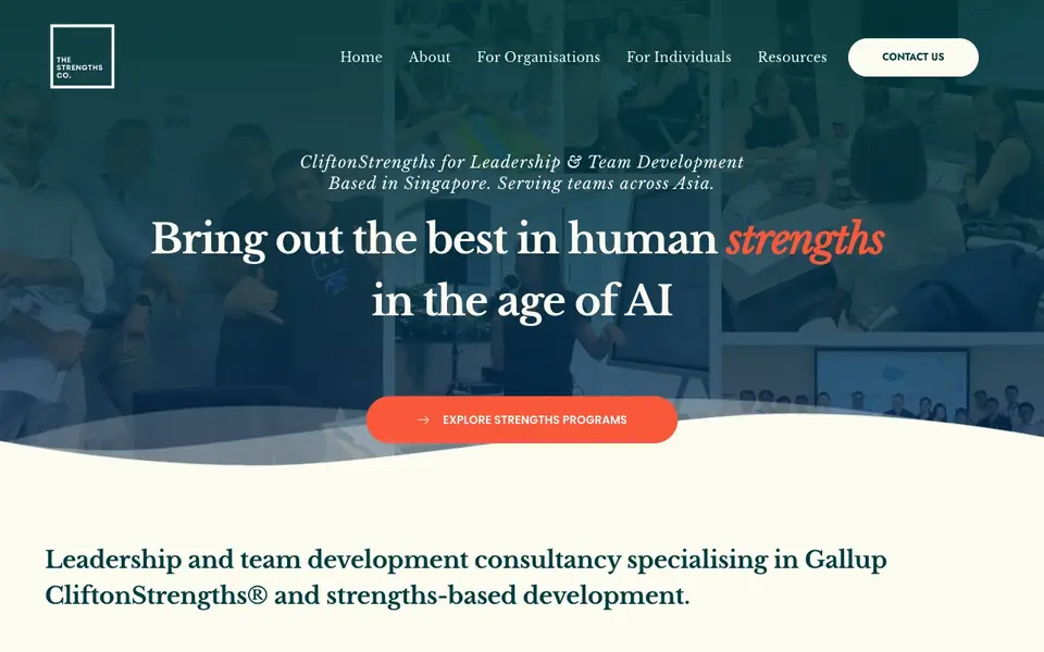 The Strengths Co. website homepage, 4 Oct 2026