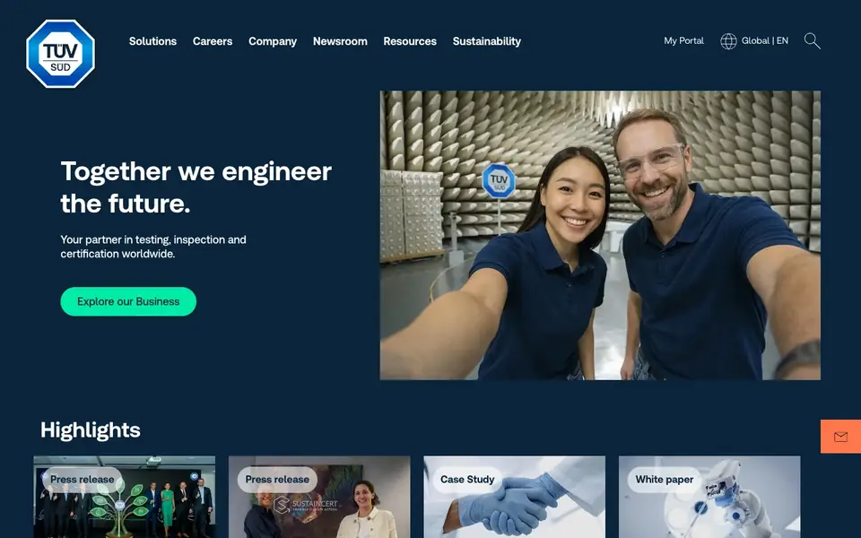 TÜV SÜD website homepage, 4 Oct 2026