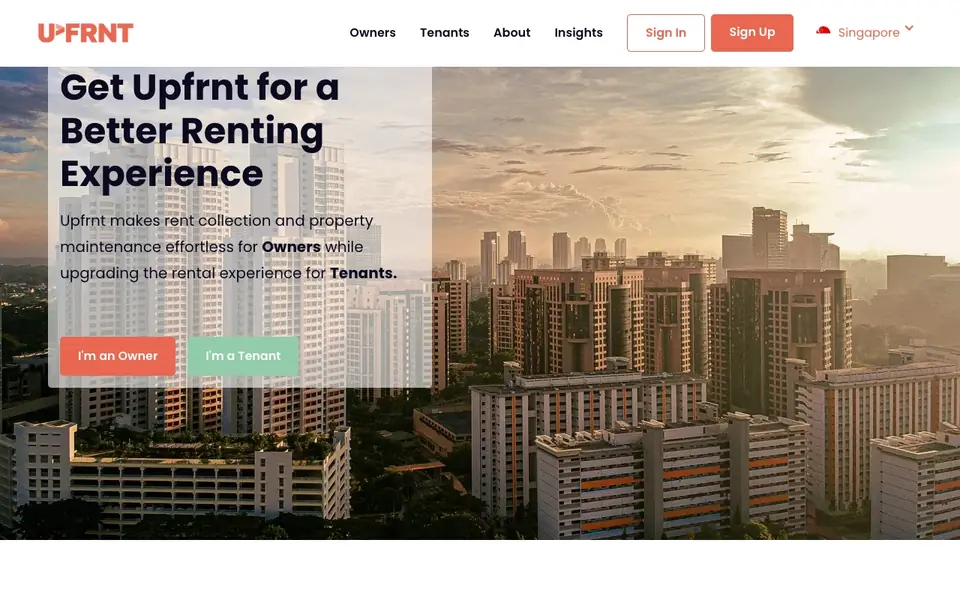Upfrnt website homepage, 4 Oct 2026
