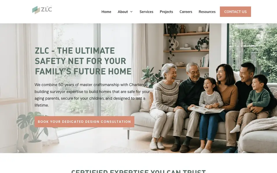 Z L Construction website homepage, 4 Oct 2026